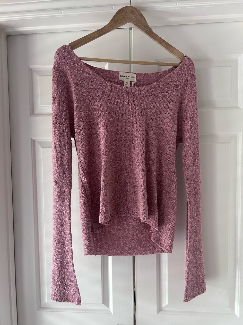 Indigo Luna Paloma Longsleeve Top Peony Pink Boucle Knit XL/XXL NWT